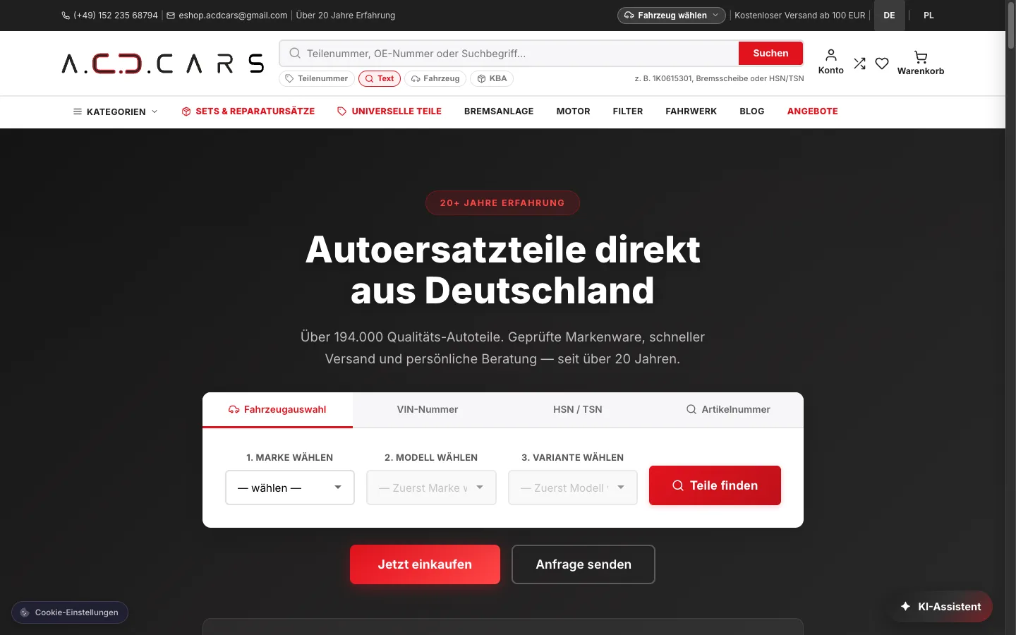 ACD Cars - Dobór części do pojazdu - cztery drogi wejścia