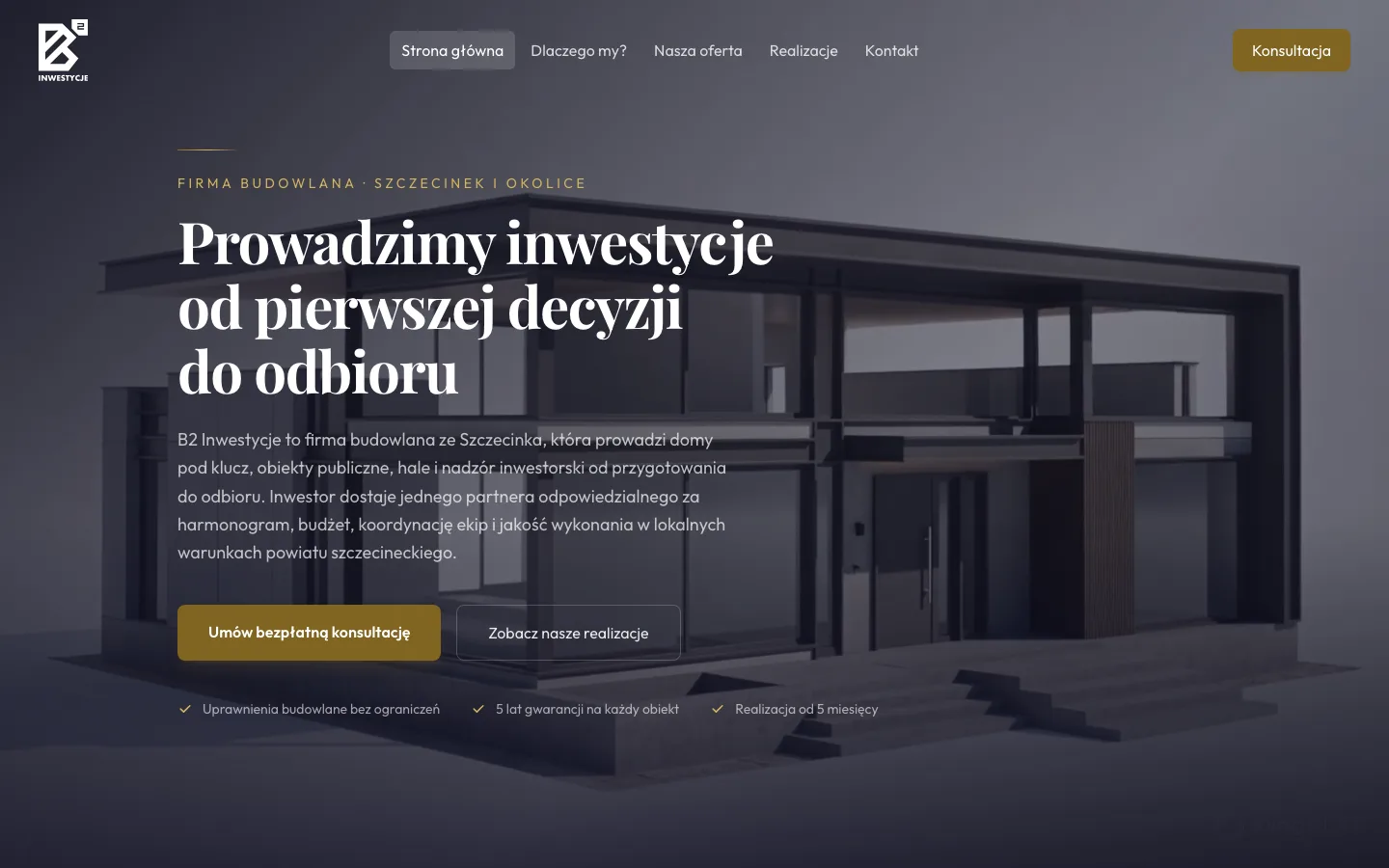 B2 Platform - Strona firmowa - pierwszy ekran i pozycjonowanie lokalne