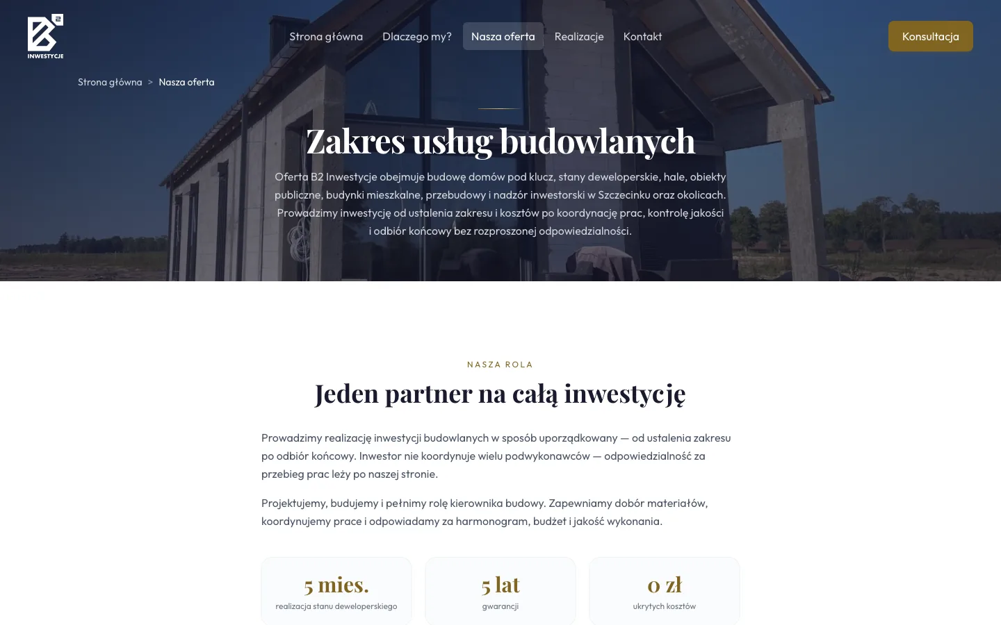 B2 Platform - Oferta - zakres usług budowlanych