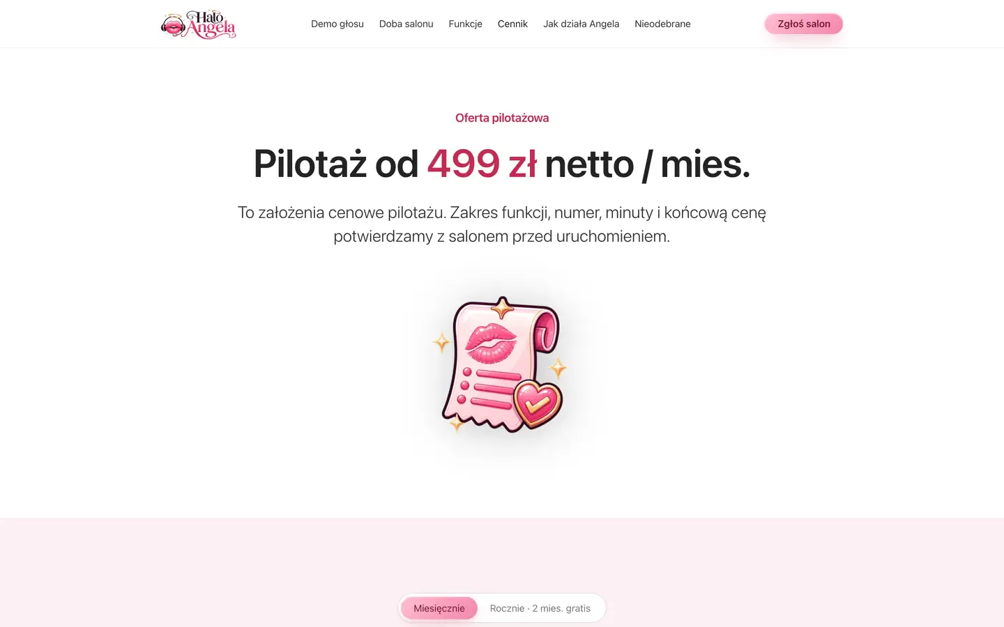 haloangela.pl - cennik pilotażu od 499 zł netto