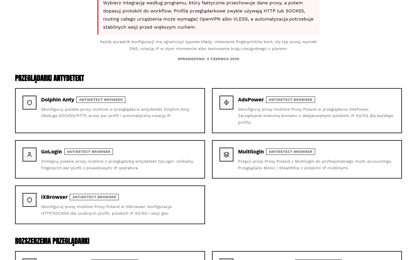 Proxy Poland - Integracje z narzędziami, w których klient pracuje