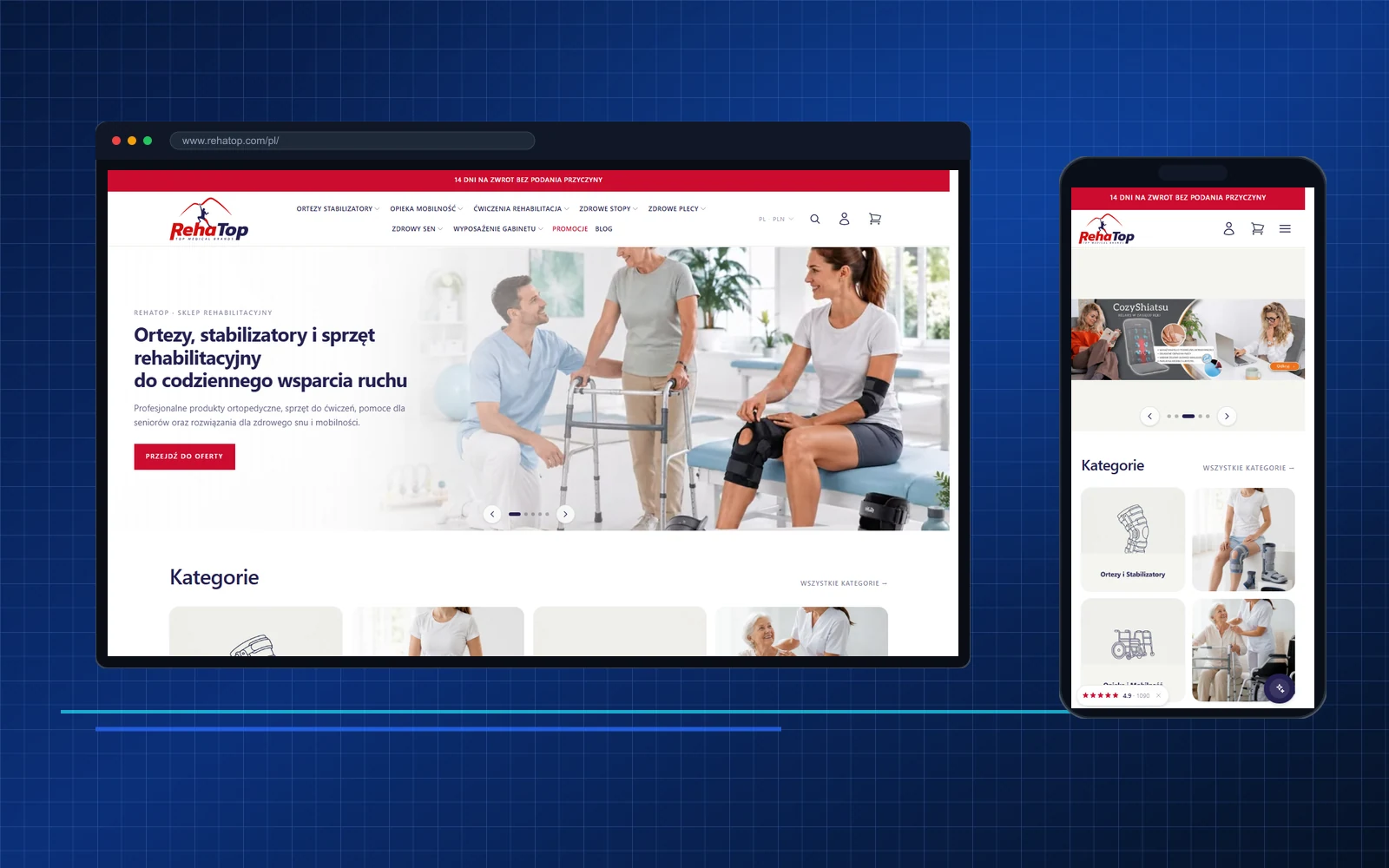Realizacja MKM Labs: RehaTop - własny e-commerce zamiast Shopera